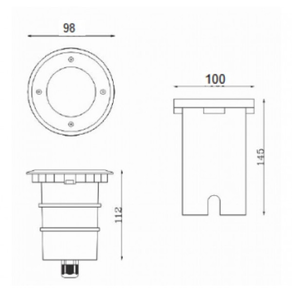 LED Underground lights Ø98mm*100↕mm, 35W, 230V, IP67