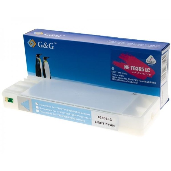 G&G tindikassett Epson T6365 LC C13T636500 T636500 Stylus Pro 7900 7900CTP 9900 7890 9890 WT7900