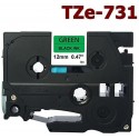 Dore analog Brother TZ-731/TZe-731 Label Maker Tape, 12mm x 8m, Black On Green