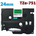 Dore analog Brother TZ-751  TZe-751 Label Maker Tape, 24mm x 8m, Black On Green