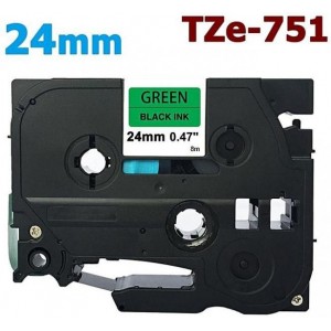 Dore analog Brother TZ-751  TZe-751 Label Maker Tape, 24mm x 8m, Black On Green