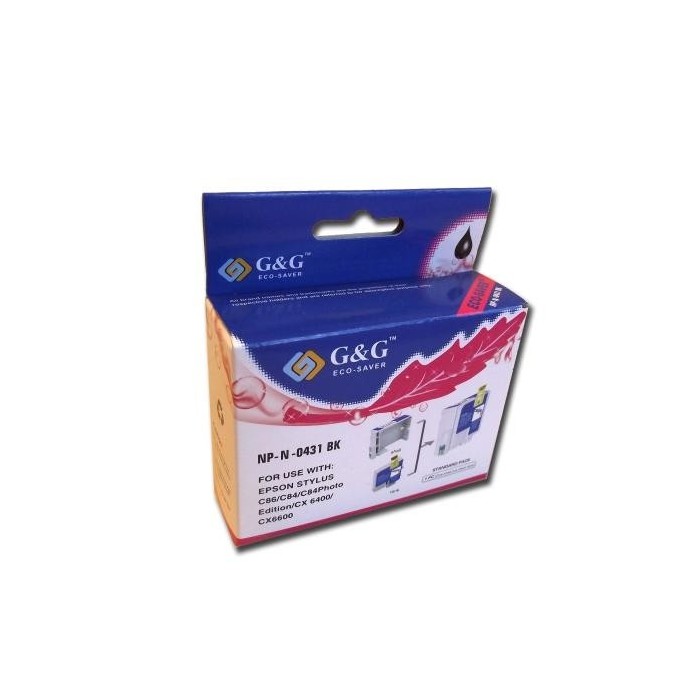 G&G tindikassett Epson T0431BK 20431 T0431 STYLUS C64 C66 C86 C64 C84 CX3600 CX3650 CX4600 CX6400 CX6600