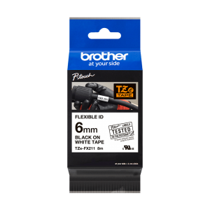 Brother TZe-FX211, TZeFX211, printer labelkassette, Black on White