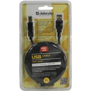 USB 2.0 PRO printerikaabel Defender USB04-06PRO A(M) – B(M) 1.8 m