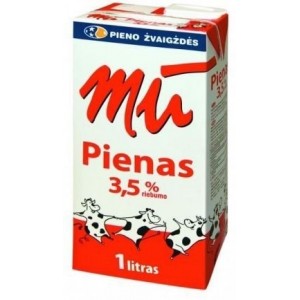 MU natural milk, with a fat content of 3.5%. 1 liter x 12 pieces.