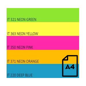 Spalvotas Neon popierius Double A  75g  A4  100 lapų  Rainbow 4 Neon Green  Neon Yellow  Neon Orange