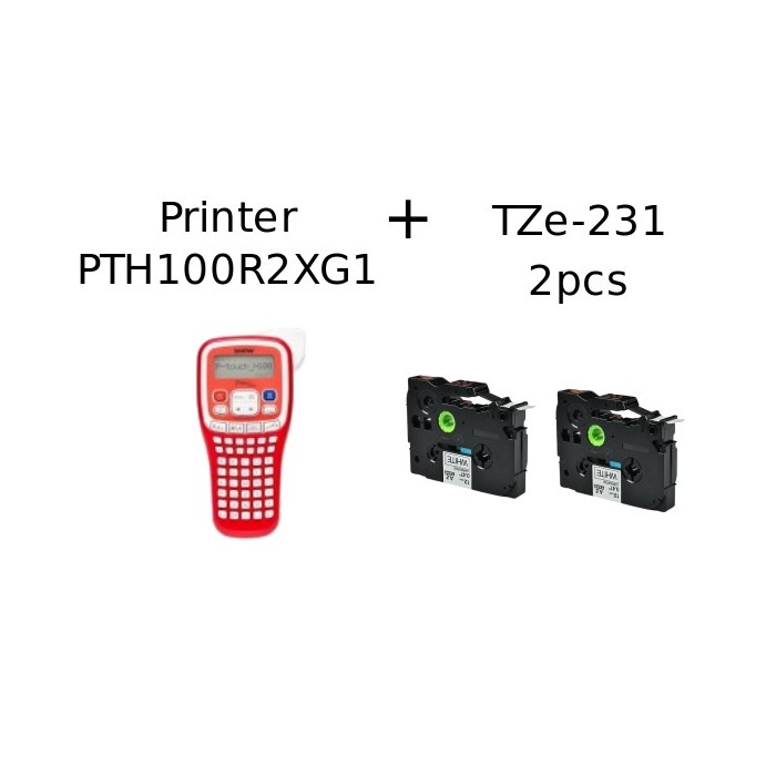 Brother PT-H100R2XG1 PTH100R2XG1 принтер для этикеток + TZe-231/Dore 2 шт