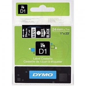 DYMO D1 Tape 24mm x 7m White on Black (53721 S0721010)