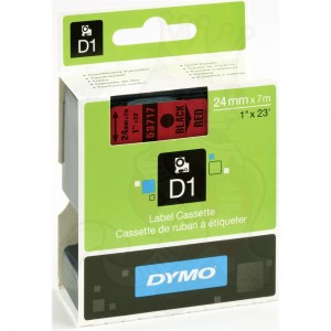 DYMO D1 Tape 24mm x7m   black on red (53717   S0720970)