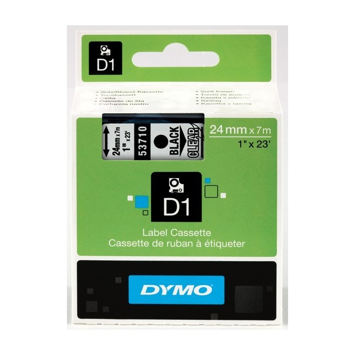 DYMO D1 Juostelė 24mm x7m   juodas ant skaidrios (53710   S0720920)