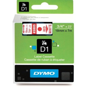 DYMO D1 Tape 19mm x 7m  red on white (45805   S0720850)