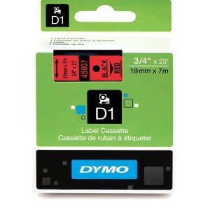 DYMO D1 Tape 19mm x7m   black on red (45807   S0720870)