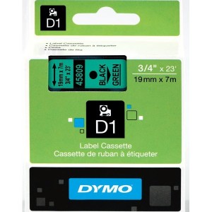 DYMO D1 Juostelė 19mm x7m   juodas ant žalios (45809   S0720890)