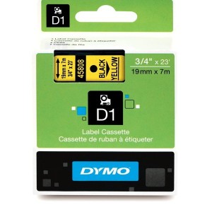 DYMO D1 Tape 19mm x7m   black on yellow (45808   S0720880)