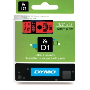 DYMO D1 Lint 12mm x 7m   must punasel (45017   S0720570)
