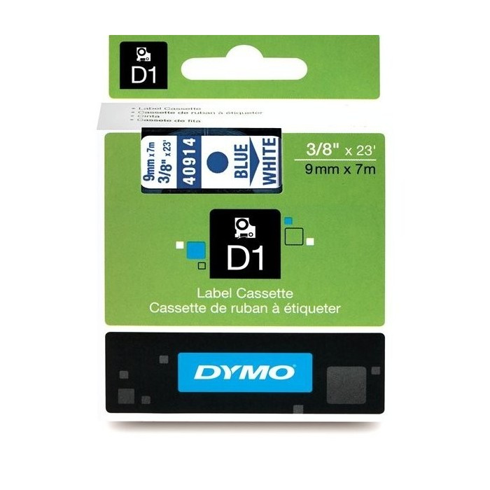 DYMO D1 lenta 9 mm x 7 m zila uz baltas (40914 S0720690)