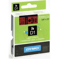 DYMO D1 -teippi 9 mm x 7 m Musta teksti punaisella pohjalla (40917 S0720720)