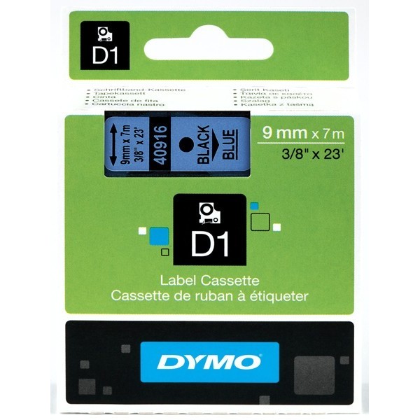 DYMO D1 Lente 9mm x 7m   melns uz zilas (40916   S0720710)