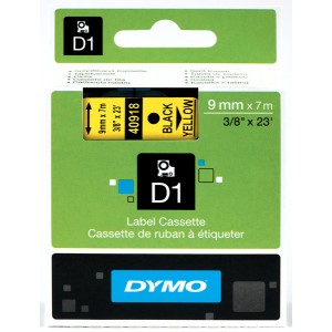 DYMO D1 Tape 9mm x 7m   black on yellow (40918   S0720730)