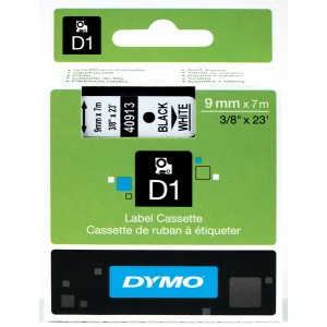 DYMO D1 Tape 9mm x 7m Black on White (40913 S0720680)