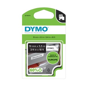 DYMO D1 Durable Polüester Lint 19mm x 5.5m   must valgel (S0718070)