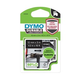Dymo D1 Durable Tape 12mm x 3m   white on black (1978365)