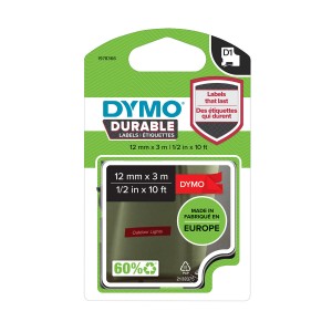 DYMO D1 Durable Lint 12mm x 3m   must punasel (1978366)