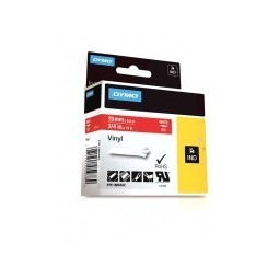 DYMO Rhino VinüülLint 19mm x 5.5m   baltas ant raudonos (1805422)