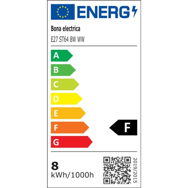 LED kvēldiega spuldze E27-ST64 8W 3000K