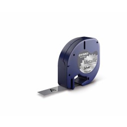 Dymo LetraTag Plastic Tape 12mm x 4m   black on metallic (S0721710)