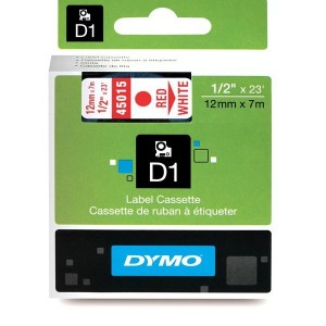 DYMO D1 lint 12mm x 7m   punane valgel (45015   S0720550)