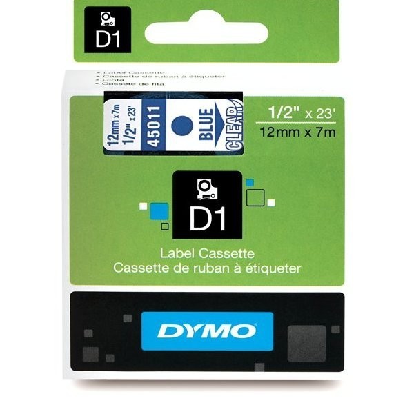 DYMO D1 lente 12 mm x 7 m   zila uz caurspīdīga (45011   S0720510)