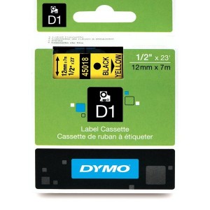 DYMO D1 Tape 12mm x 7m   black on yellow (45018   S0720580)