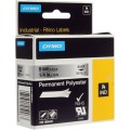 DYMO Rhino Permanent Polyester Tape 6 mm x 5.5m   metallized black on silver (1805441)