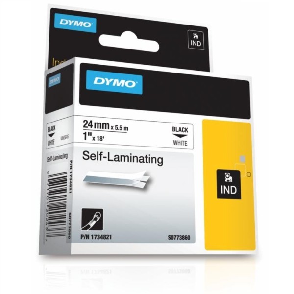 DYMO Rhino pašlaminējoša lente 24 mm x 5 5 m   melna uz balta (1734821)