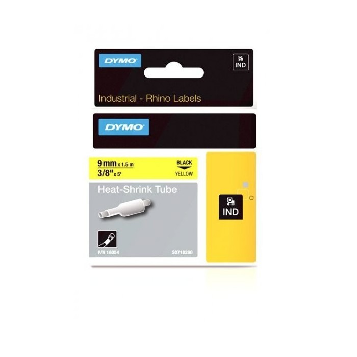 DYMO Rhino Heat-shrink tube 9 mm x 1.5m   black on yellow (18054)