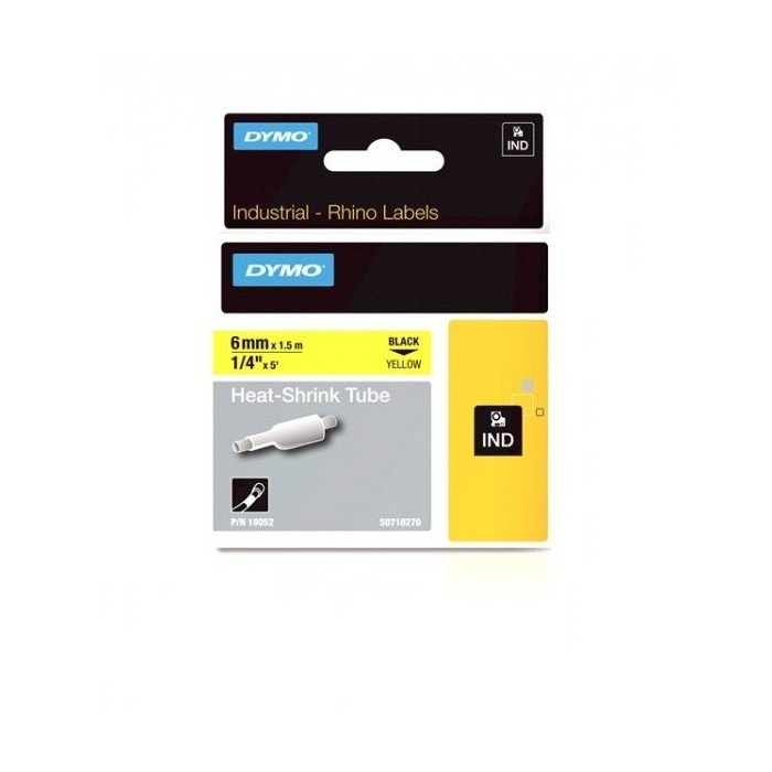 DYMO Rhino Heat-shrink tube 6 mm x 1.5m   black on yellow (18052)