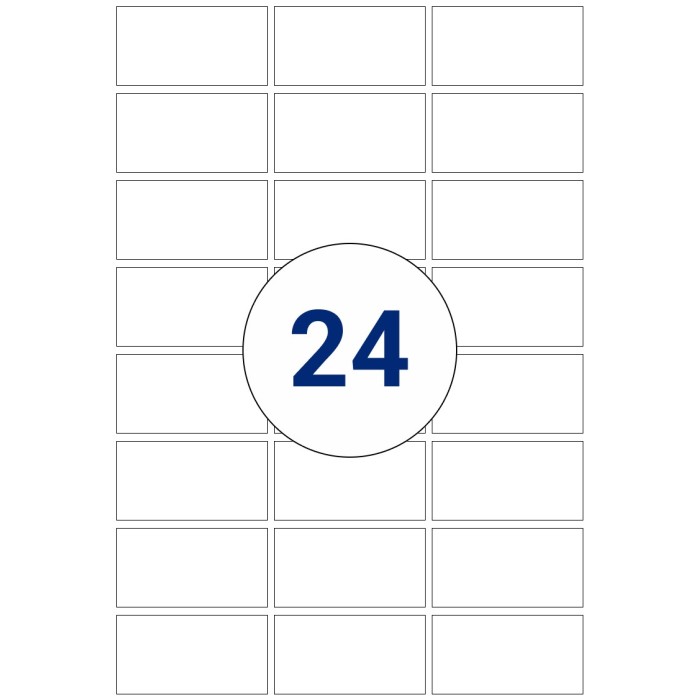 A4 Labels 24 Per Sheet. With print edge format. 63.5mm x 33.9mm X24...