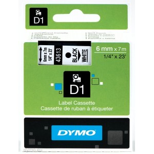 DYMO D1 Tape 6mm x 7m Black on White (43613 S0720780)