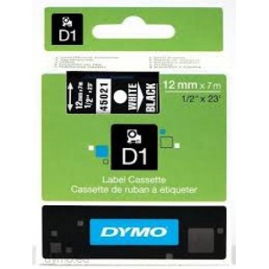 Dymo printeri label 12mm x 7mm D1 D45021 45021 S0720610 White on Black