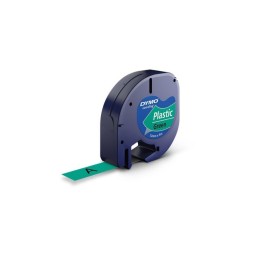 Dymo LetraTag Plastic Tape 12mm x 4m   black on green (S0721590)