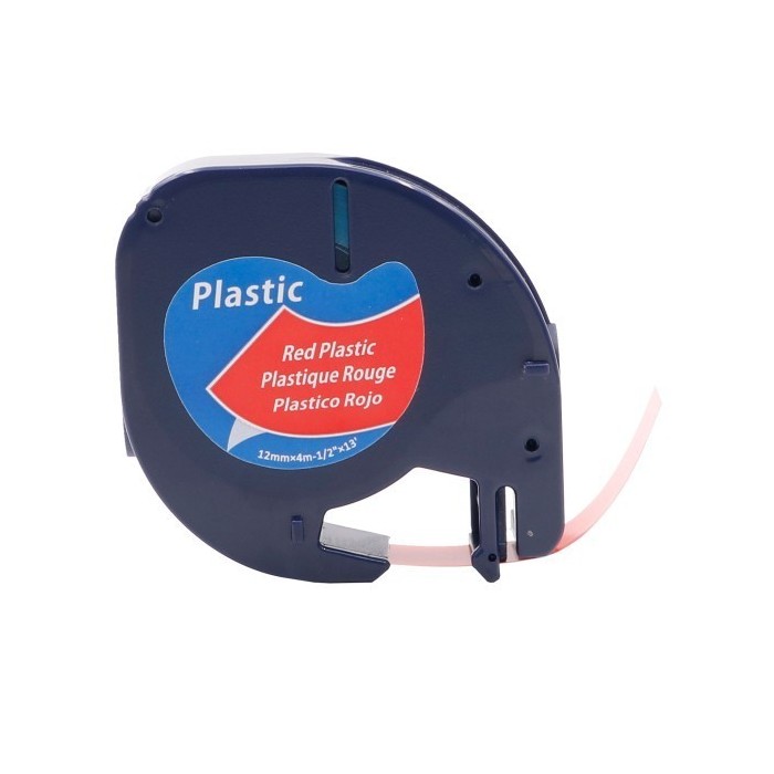 DYMO LetraTag plastteip 12mm x 4m   must punasel (S0721580)