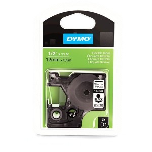 DYMO D1 Tape Flexible Nylon 12mm x 3 5m   black on white (16957   S0718040)