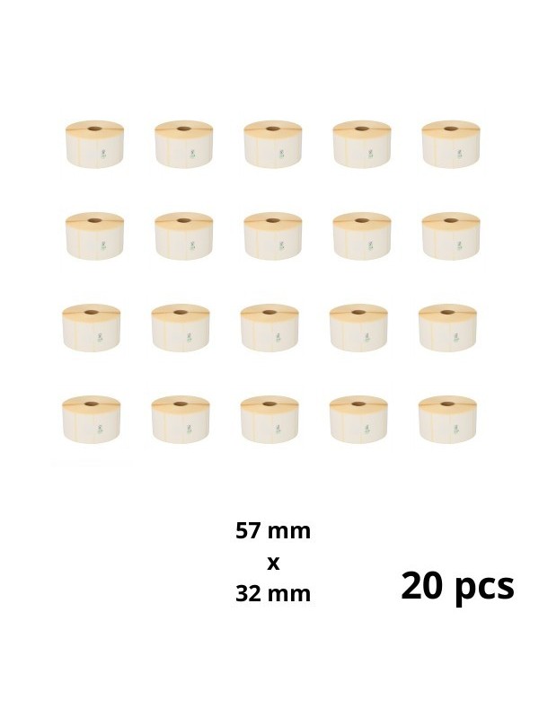 Zebra 800262-125 57mm x 32mm Thermal Paper Labels 25 mm Core Dore Manufacturer, 20 pcs