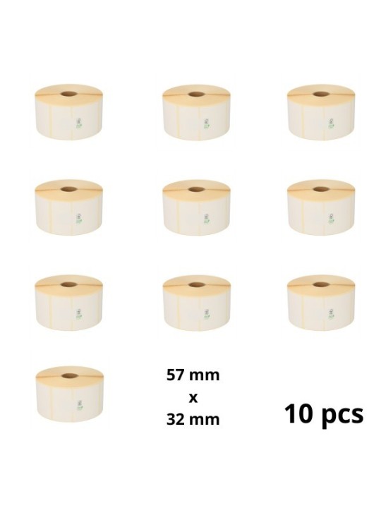 Zebra 800262-125 57mm x 32mm termopaberist etiketid 25 mm südamikuga, tootja Dore, 10 tk