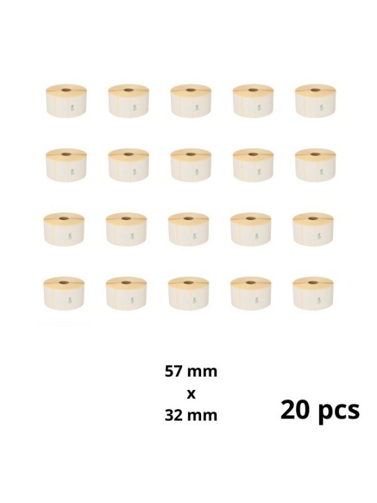 Zebra 800262-125 57mm x 32mm Thermal Paper Labels 25 mm Core Dore Manufacturer, 20 pcs 