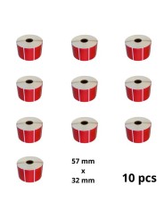 Zebra 800262-125 57mm x 32mm Red термо рулоны этикеток 25 mm сердцевина Dore производитель, 10 шт