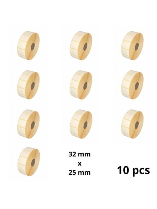 Zebra 800261-105 32mm x 25mm lämpöpaperitarrat 25 mm ytimellä, valmistaja Dore, 10 kpl 