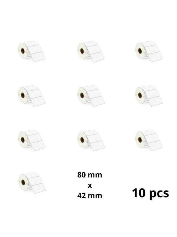 Zebra 80mm x 42mm Thermal Paper Labels 25 mm Core Dore Manufacturer, 10 pcs