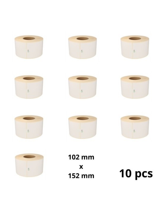 Zebra 800740-605 102mm x 152mm lämpöpaperitarrat 76 mm ytimellä, valmistaja Dore, 10 kpl